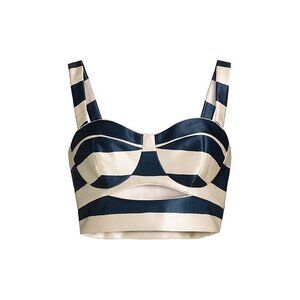 NICHOLAS THE LABEL Sasha Navy Cream Striped Crop Striped Bustier Top Sz 6 NWT